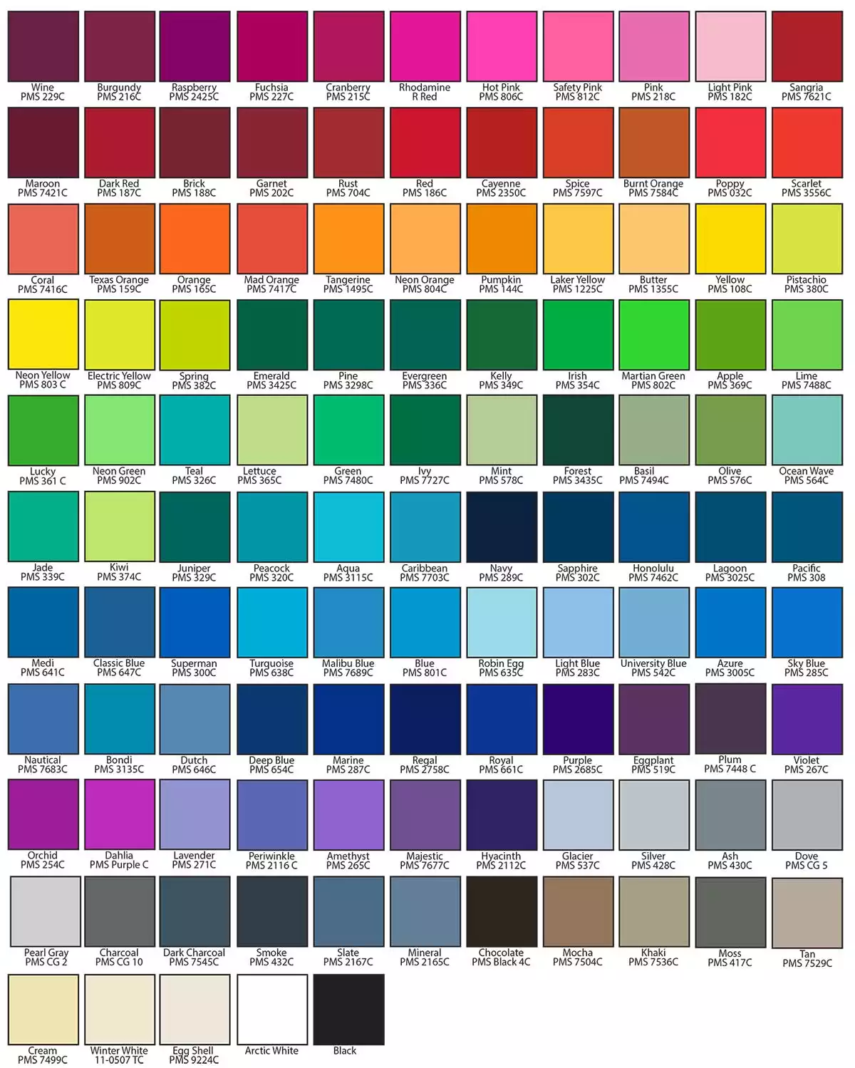 Fabric Colors Pantone Solids
